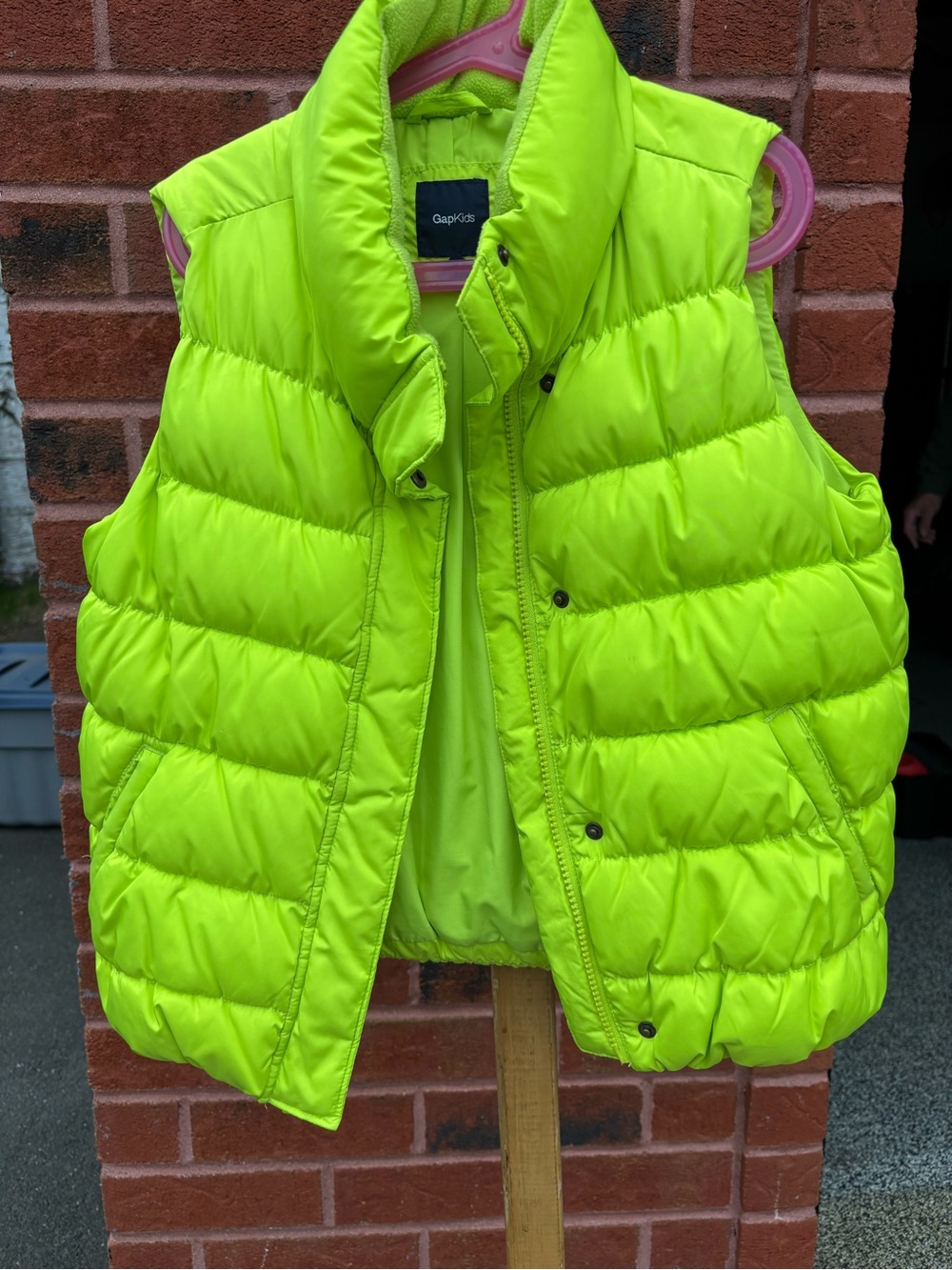 GAP Neon Lime Green Quilted Puffer Vest
